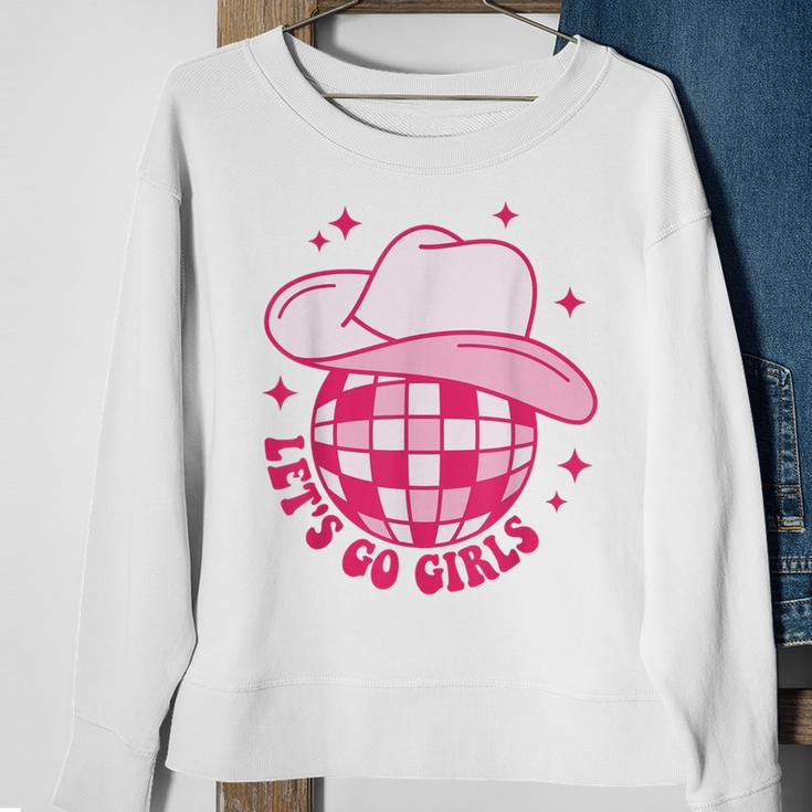 Cowboy Hat Disco Ball Let's Go Girls Western Cowgirls Sweatshirt Gifts for Old Women