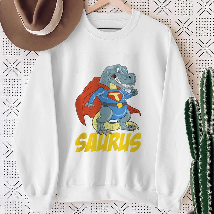 Daddy Saurus T-Rex Superhero Dinosaur Fathers Day Dad Father Sweatshirt Gifts for Old Women