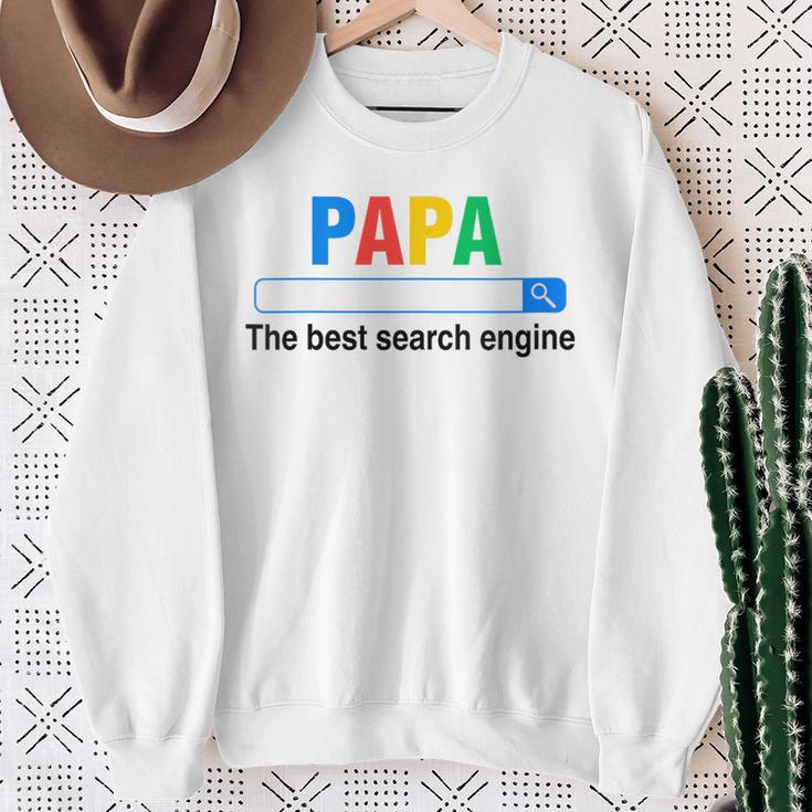 Damen Papa Die Beste Suchmaschine Lustigeratertag Mit-Ausschnitt Sweatshirt Geschenke für alte Frauen