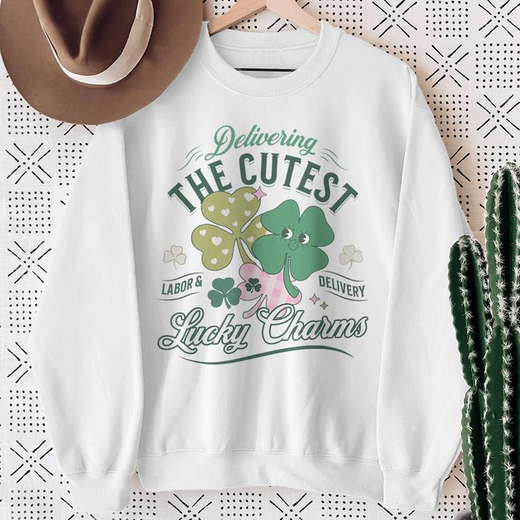 Delivering The Cutest Lucky Charms Labor Delivery St Patrick Sweatshirt Gifts for Old Women