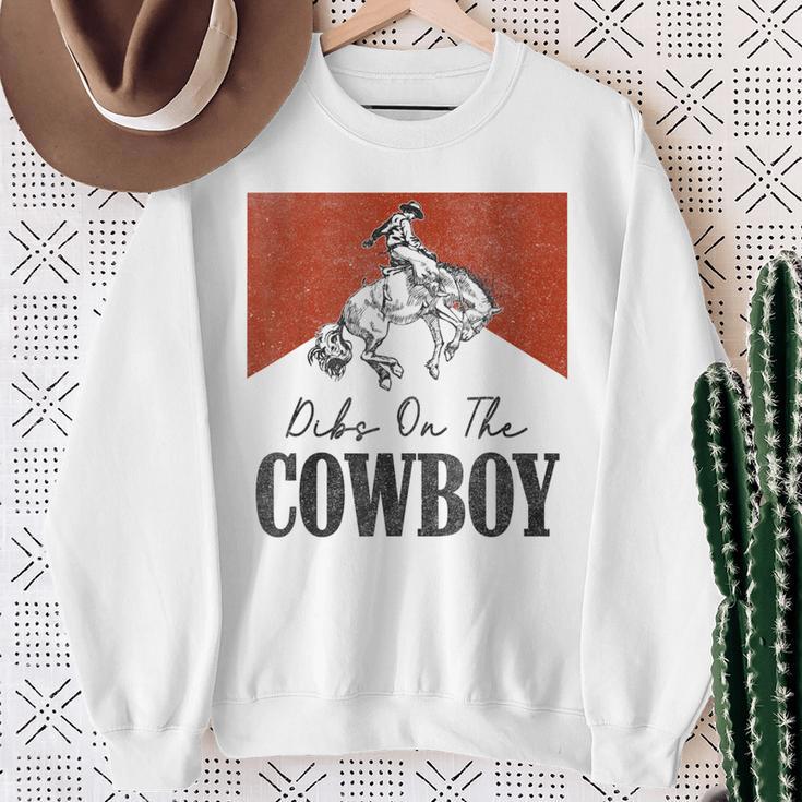 Dibs On The Cowboy Vintage Western Rodeo Country Cowgirls Sweatshirt Gifts for Old Women