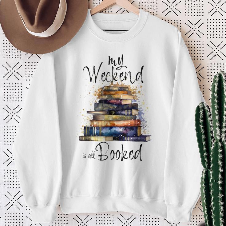 Distressed Quote Mein Wochenende Ist Alles Gebucht Bücher Lesen Sweatshirt Geschenke für alte Frauen