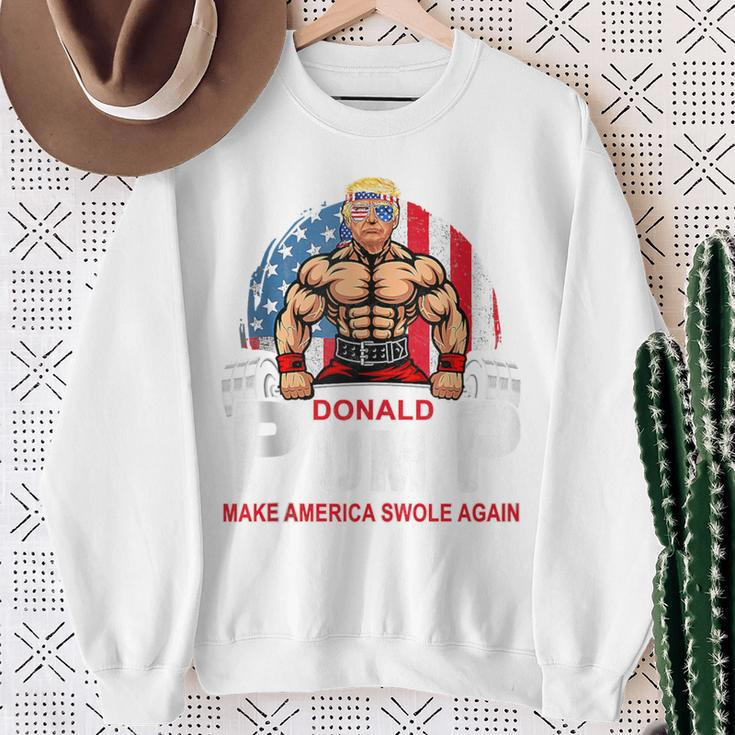 Donald Pump Swole America Again Gym Fitness Trump 2024 Sweatshirt Gifts for Old Women