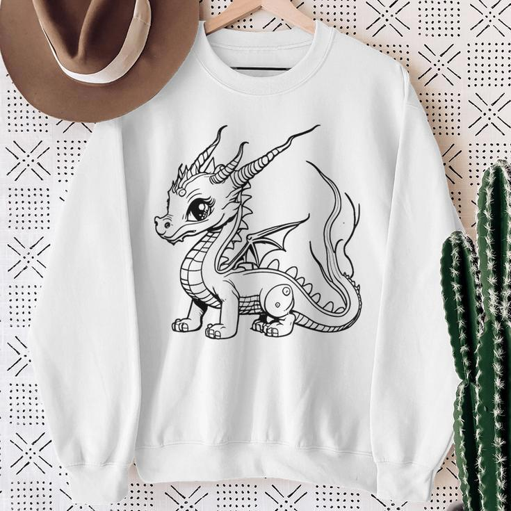 Dragon Ausmalen Und Selbst Bemalen Paint Sweatshirt Geschenke für alte Frauen