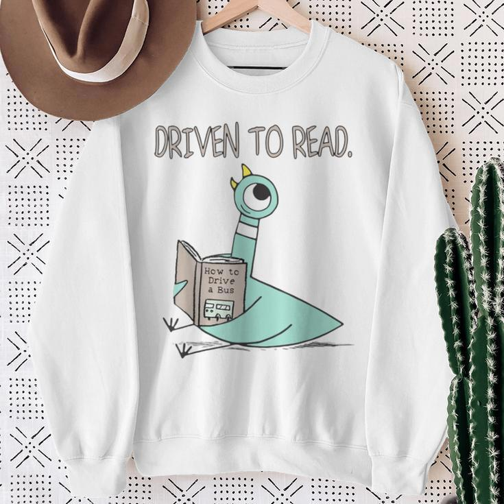 Driven To Read Pigeon Library Reading Books Reader Sweatshirt Gifts for Old Women