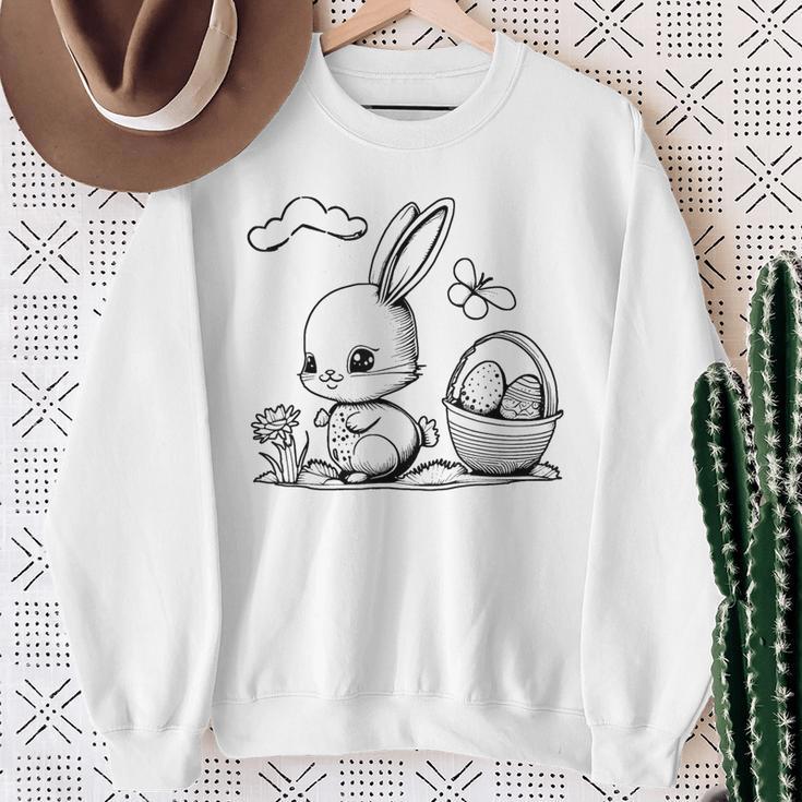 Easter Bunny Ausmalen Und Selbst Bemalen Sweatshirt Geschenke für alte Frauen