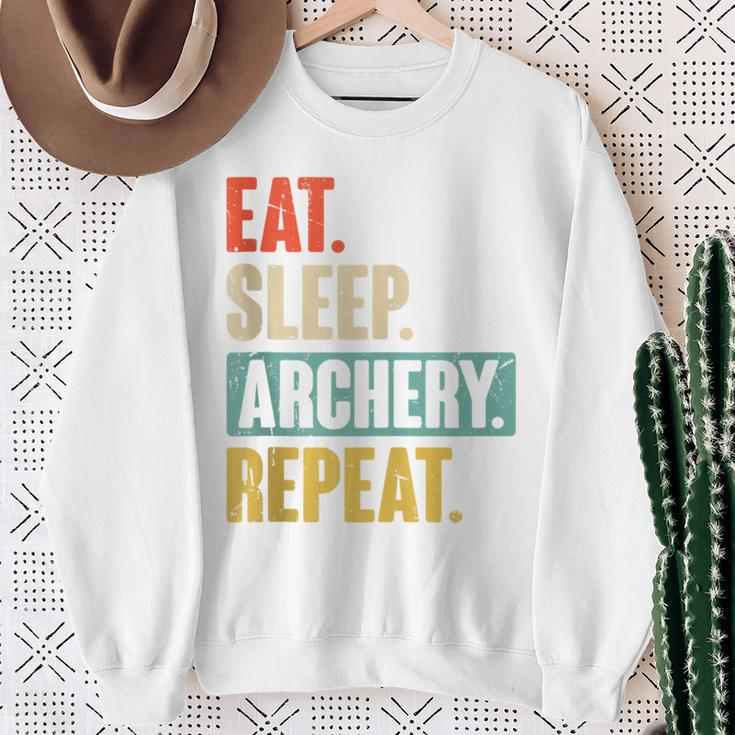 Eat Sleep Archery Repeat Retro Vintage Archer Archery Sweatshirt Gifts for Old Women