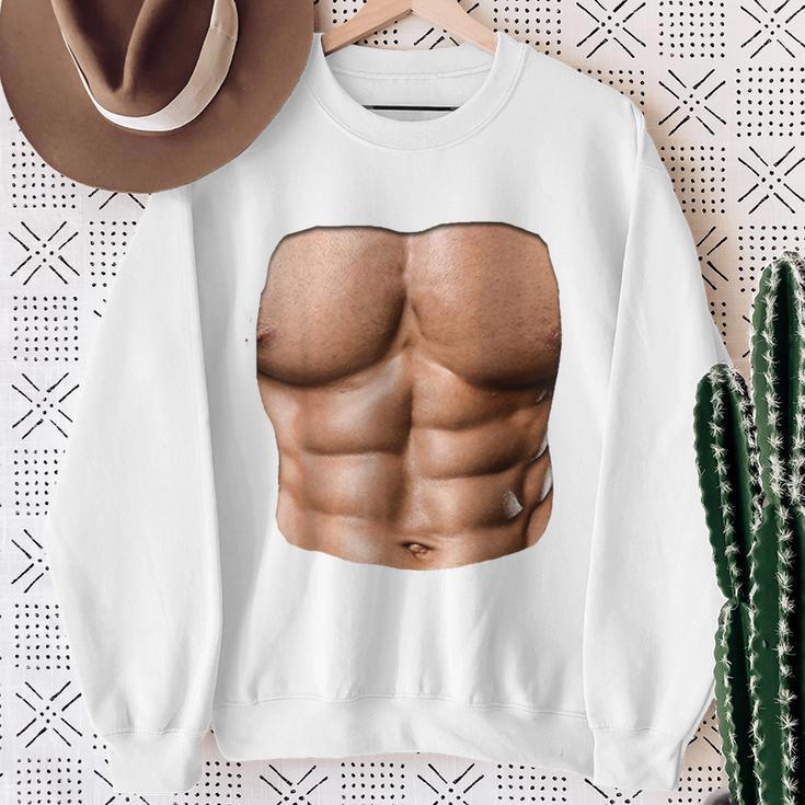 Fake Muscle Under Clothes Chest Six Pack Abs Sweatshirt Gifts for Old Women