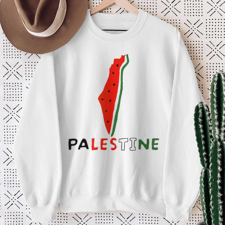 Falasn Palestine Watermelon Map Patriotic Graphic Sweatshirt Gifts for Old Women