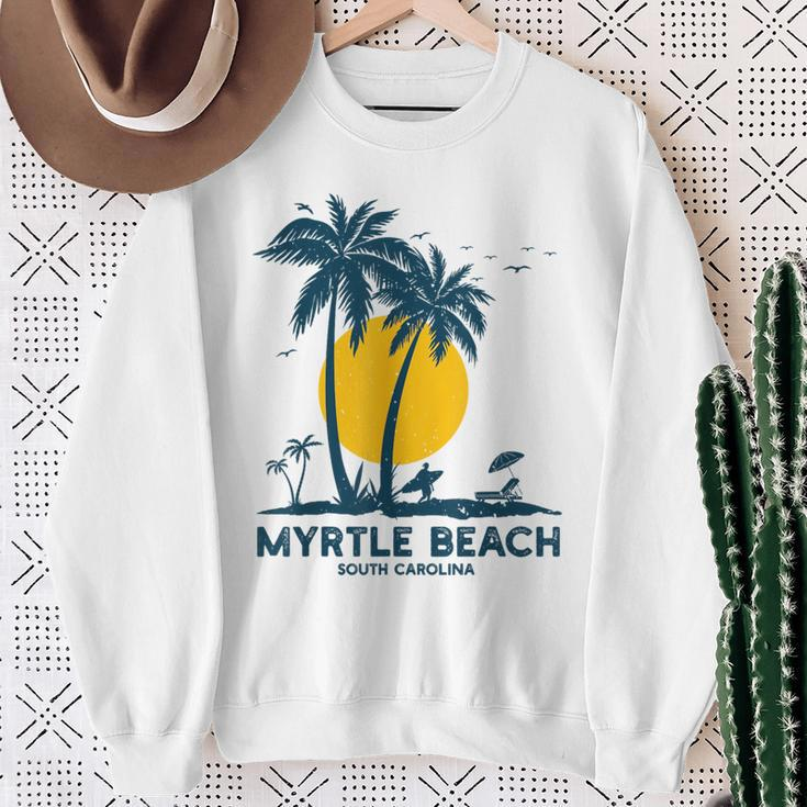 Family Vacation Retro Sunset South Carolina Myrtle Beach Sweatshirt Gifts for Old Women