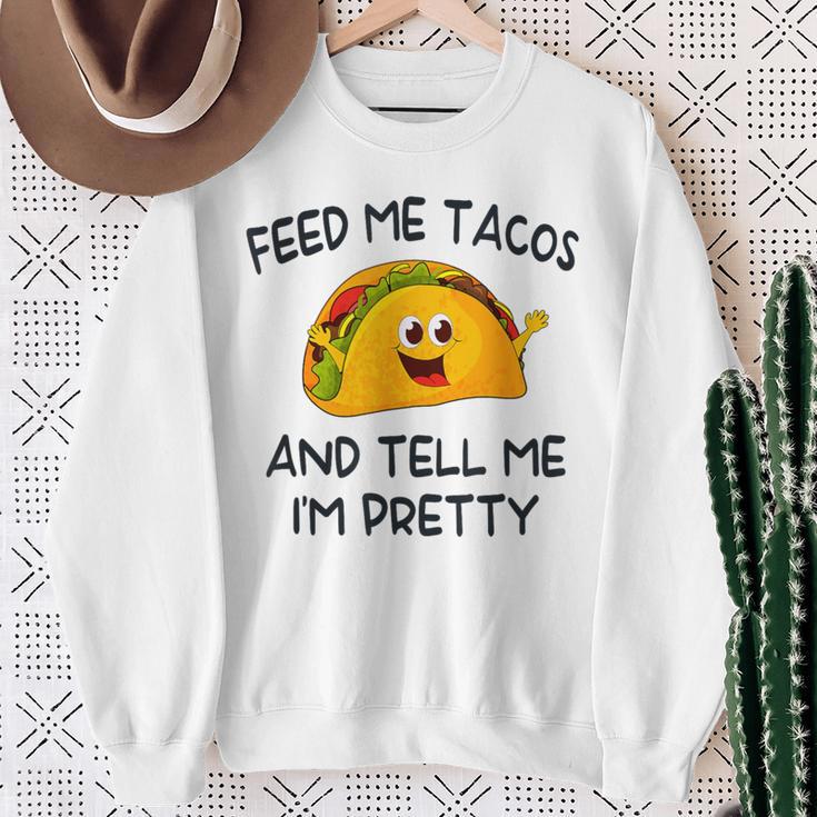 Feed Me Tacos And Tell Me I'm Pretty Toddler Vintage Taco Sweatshirt Gifts for Old Women