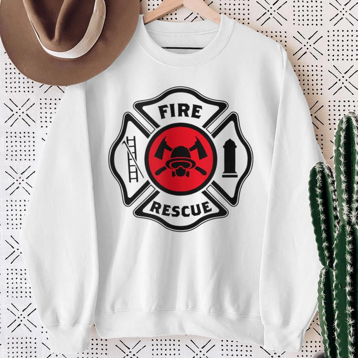 Fire & Rescue Maltese Cross Firefighter Sweatshirt Gifts for Old Women