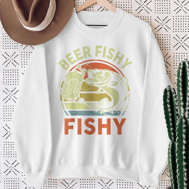 Fishing Beer Fishy Bass Fish Fisherman Dad Hooker Sweatshirt Gifts for Old Women