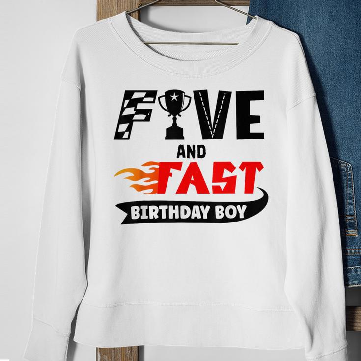 Five And Fast Birthday Boy Race Car 5Th Birthday Racer Sweatshirt Gifts for Old Women