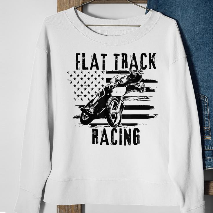 Flat Track Motorcycle Racing American Flag Speedway Dirt Sweatshirt Gifts for Old Women