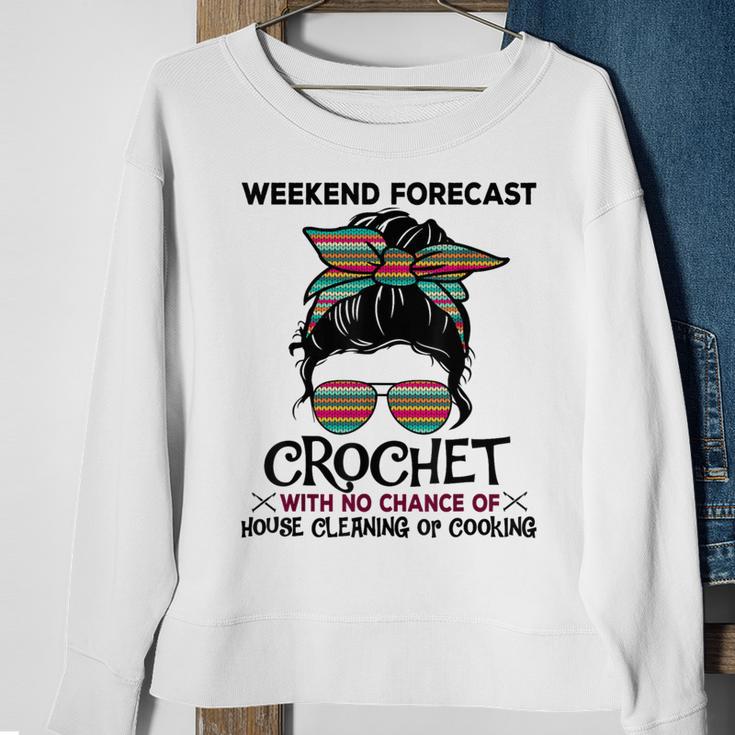 Weekend Forecast Crochet Crocheting Colorful Pattern Sweatshirt Gifts for Old Women