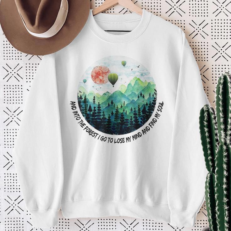 Into The Forest I Go To Lose My Mind Hot Air Balloon Aviator Sweatshirt Gifts for Old Women