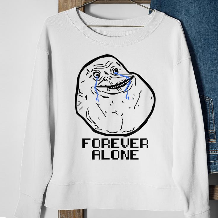 Forever Alone Cry Face Classic Internet Meme Sweatshirt Gifts for Old Women