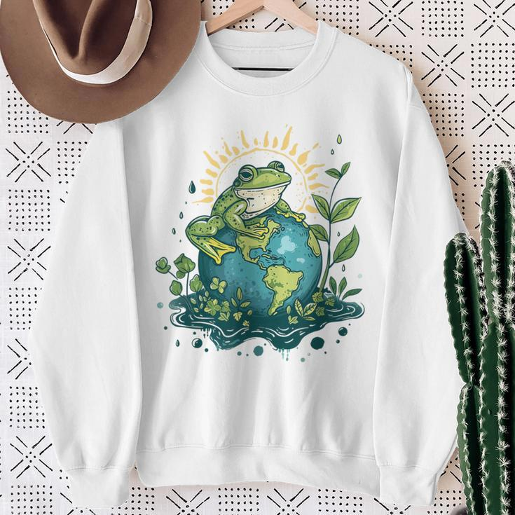 Frog Earth Day Frog Earth Day Green Themed Sweatshirt Gifts for Old Women