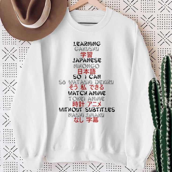 Anime Saying In English Japanese Kanji Sweatshirt Gifts for Old Women