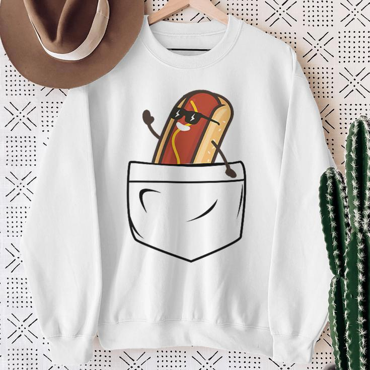 Hotdog In A Pocket Meme Grill Cookout Barbecue Joke Sweatshirt Gifts for Old Women