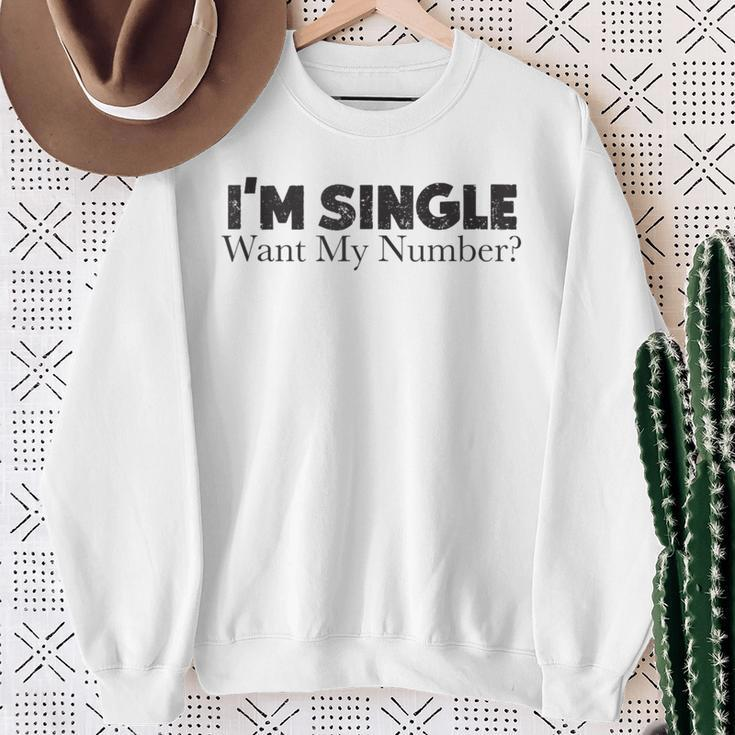 I'm Single Want My Number Vintage Single Life Sweatshirt Gifts for Old Women