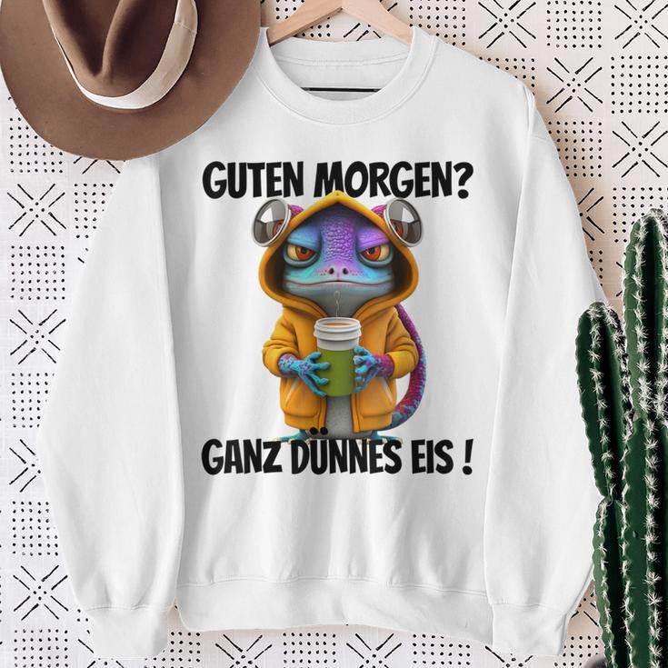 Saying Guten Morgen Ganz Thin Ice Gecko Sweatshirt Geschenke für alte Frauen