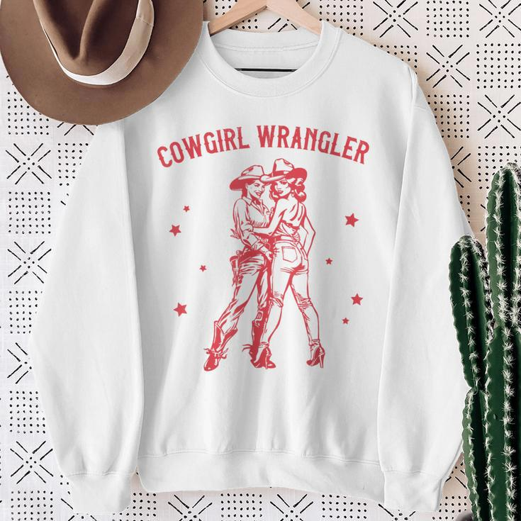 Western Cowgirl Wrangler Lesbian Queer Pride Month Sweatshirt Gifts for Old Women