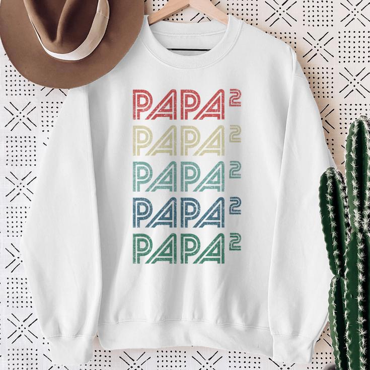 Für Papa Zur Geburt Zweites Kind Papa Hoch 2 Sweatshirt Geschenke für alte Frauen