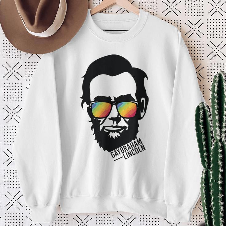 Gaybraham Lincoln American Lgbtq Gay Pride Sweatshirt Gifts for Old Women