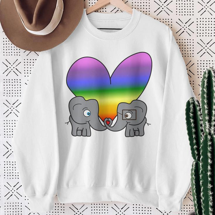 Gayday Pride Lgbtq Lesbian Gay Bi Trans Queer Love Elephants Sweatshirt Gifts for Old Women