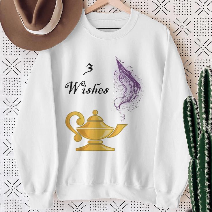 Genie Lamp 3 Wishes Jinni Graphic With Sayings Sweatshirt Gifts for Old Women