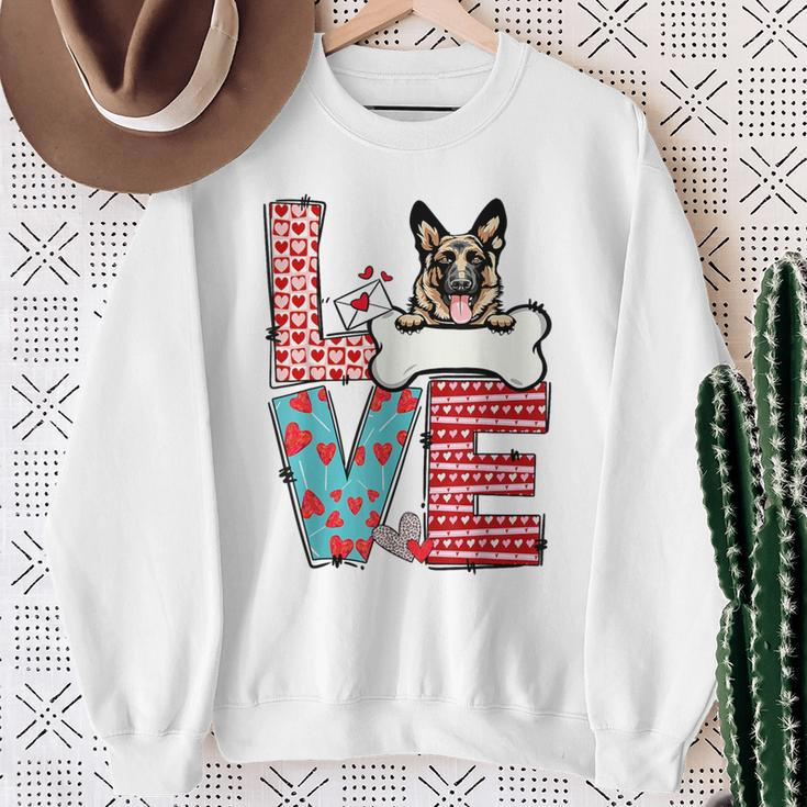 German Shepherd Valentines Day Heart Dog Lover Sweatshirt Gifts for Old Women