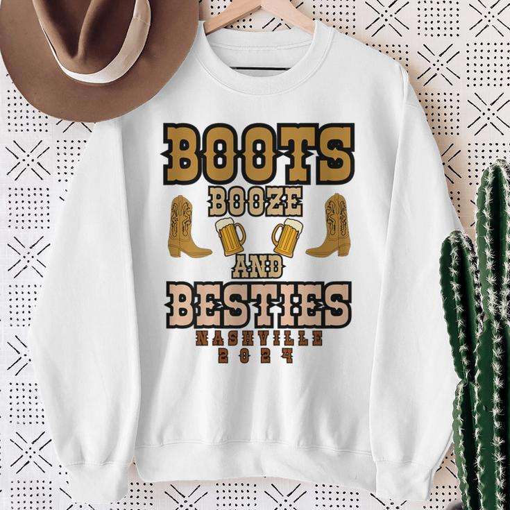 Girls Trip Nashville 2024 Boots Booze & Besties Weekend Sweatshirt Gifts for Old Women