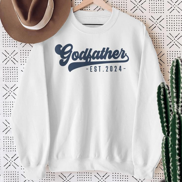 Godfather Est 2024 Godfather To Be New God Dad Sweatshirt Gifts for Old Women