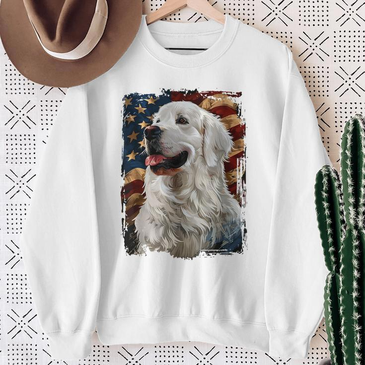 Great Pyrenees American Flag Sweatshirt Gifts for Old Women