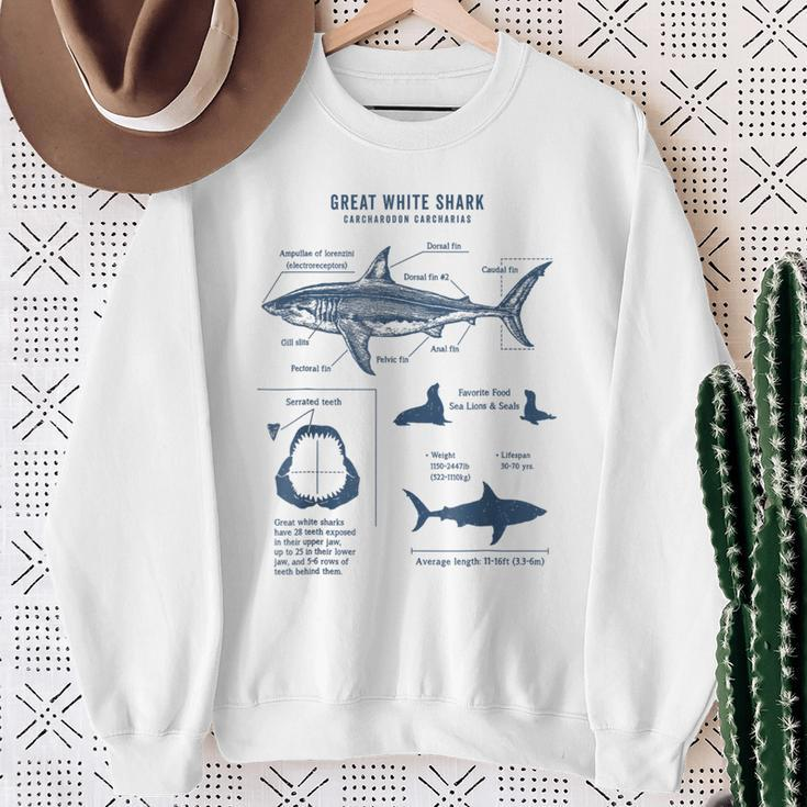 Great White Shark Anatomy Marine Biology Biologist Friend Sweatshirt Gifts for Old Women