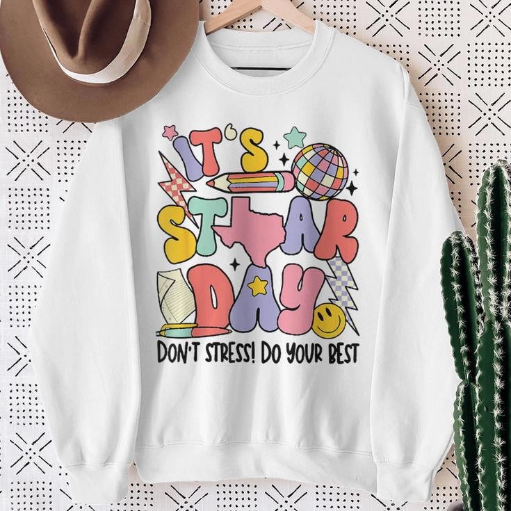 Groovy It's Staar Day Don't Stress Do Your Best Test Day Sweatshirt Gifts for Old Women
