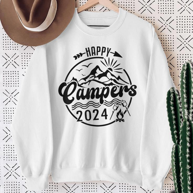 Happy Campers 2024 Friends Camping Adventures In Outdoors Sweatshirt Gifts for Old Women