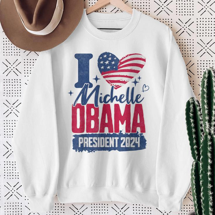 I Heart Michelle Obama 2024 For President Retro Election Sweatshirt Gifts for Old Women