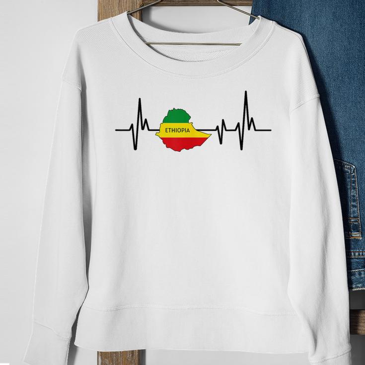 Heartbeat Ethiopian Flag Ethiopia Sweatshirt Gifts for Old Women