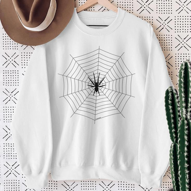 Herren Sweatshirt mit Spinnennetz-Print, Weiß, Trendy Design Geschenke für alte Frauen