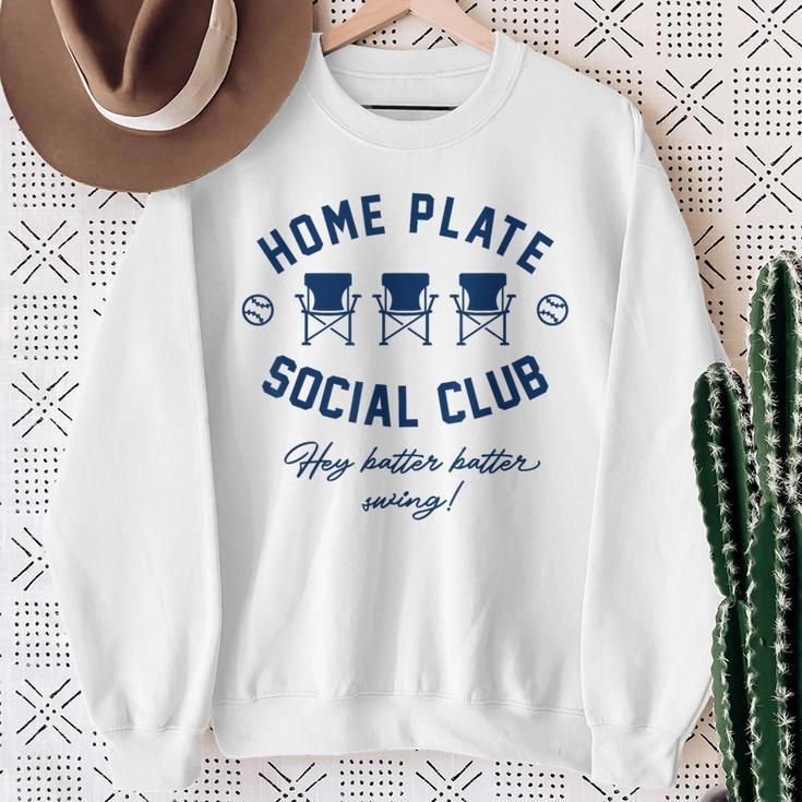 Home Plate Social Club Baseball Or Softball Women Sweatshirt Gifts for Old Women
