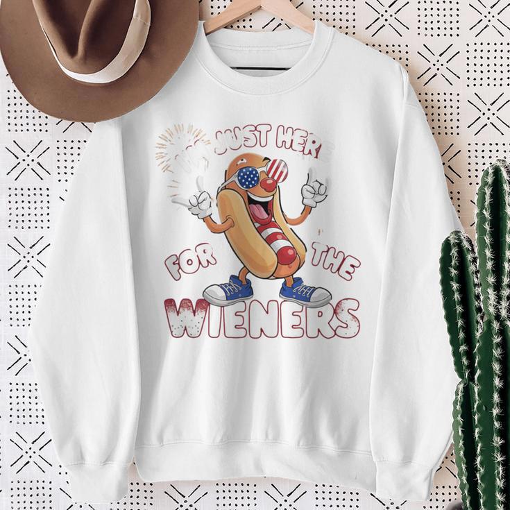 I'm Just Here For The Weiners 4Th Of July Patriotic Hot Dog Sweatshirt Gifts for Old Women