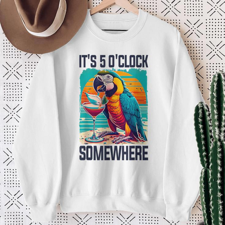 It's 5 O'clock Somewhere Drinking Parrot Cocktail Summer Sweatshirt Gifts for Old Women