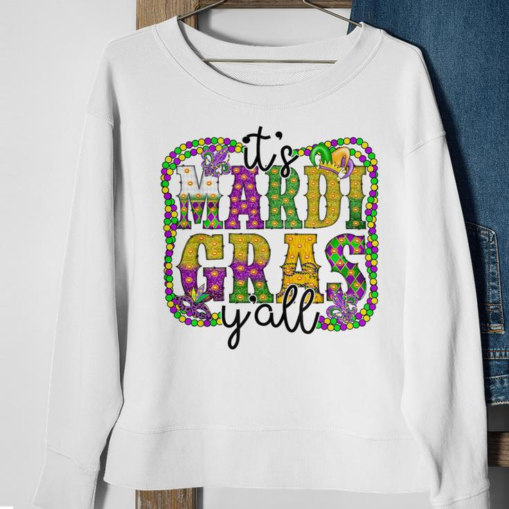 It's Mardi Gras Y'all Parade Festival Beads Mask Feathers Sweatshirt Gifts for Old Women