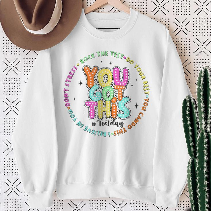 Its Test Day You Got This Rock The Test Dalmatian Dots Sweatshirt Gifts for Old Women