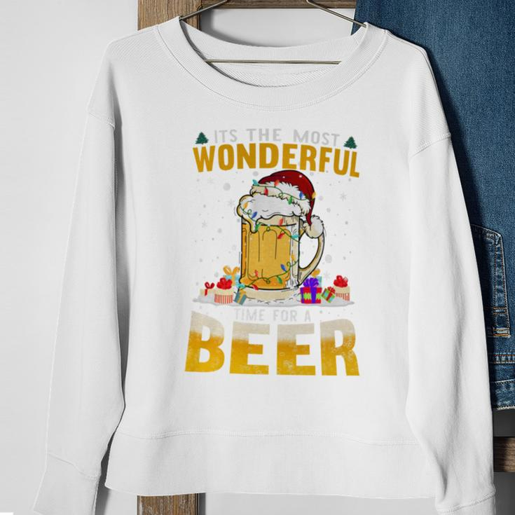 Its The Most Wonderful Time For A Beer Christmas Santa Light Sweatshirt Gifts for Old Women