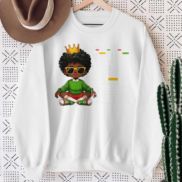 Junenth Black Young King Nutritional Facts Melanin Boys Sweatshirt Gifts for Old Women