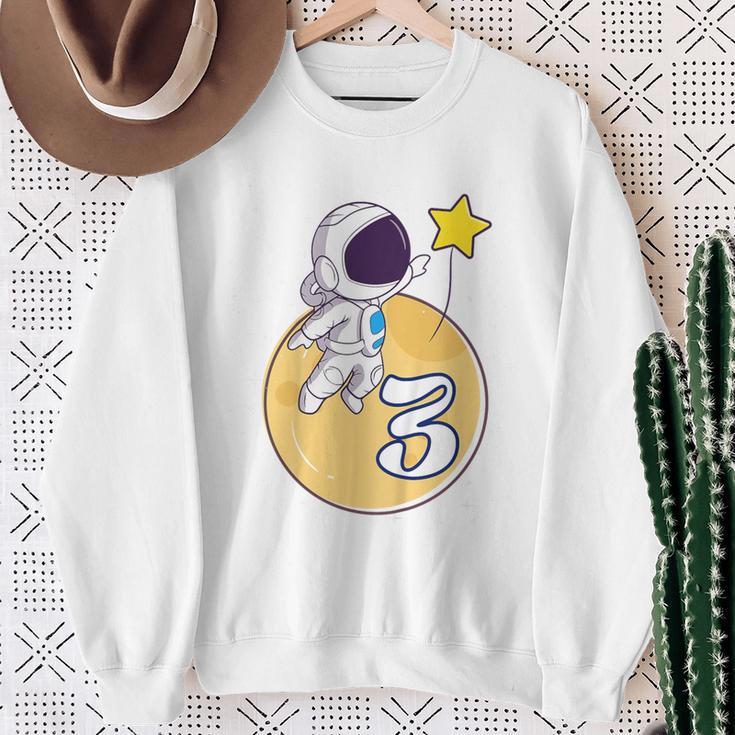 Kinder Astronaut Weltraum 3 Jahre Mond Planeten 3 Geburtstag Sweatshirt Geschenke für alte Frauen